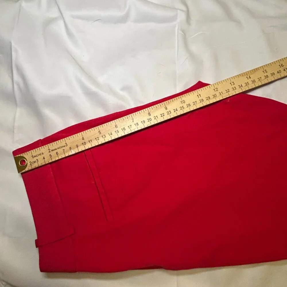 J.Crew Winnie Pants Cropped Scalloped Hem Side Zip Closure‎ Stretch Fabric Red 4